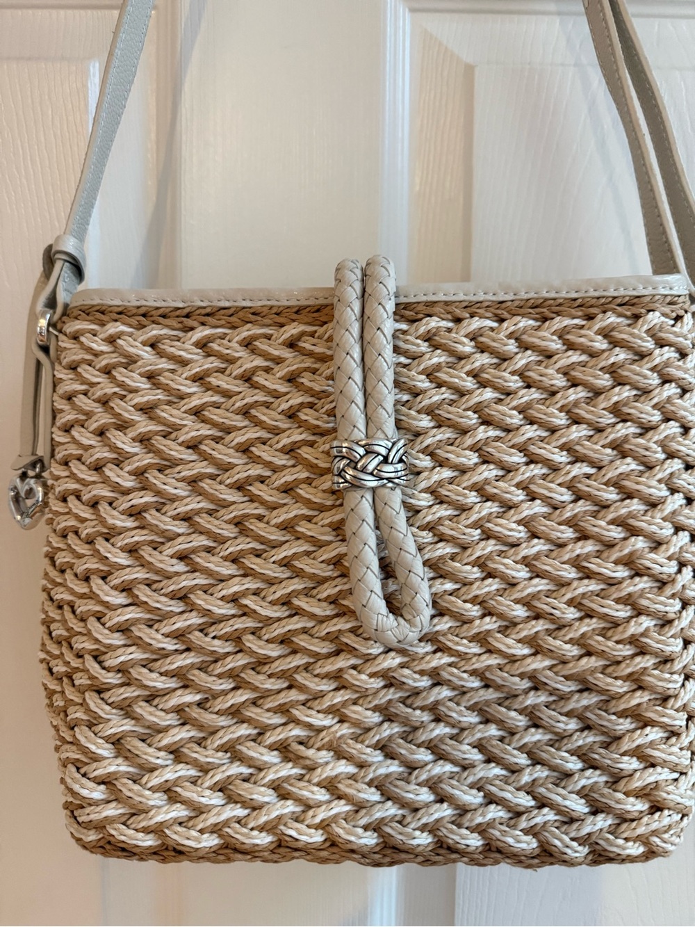 Brighton Woven Straw Knot Crossbody/ Shoulder Bag in Natural and Cream